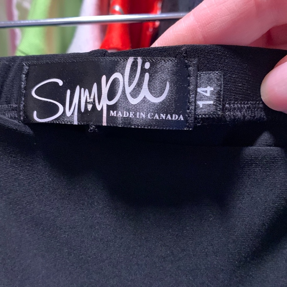 Sympli Slinky Stretchy Straight Leg Pants Black Pull On Elastic Waistband Office